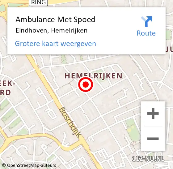 Locatie op kaart van de 112 melding: Ambulance Met Spoed Naar Eindhoven, Hemelrijken op 16 juli 2020 19:11