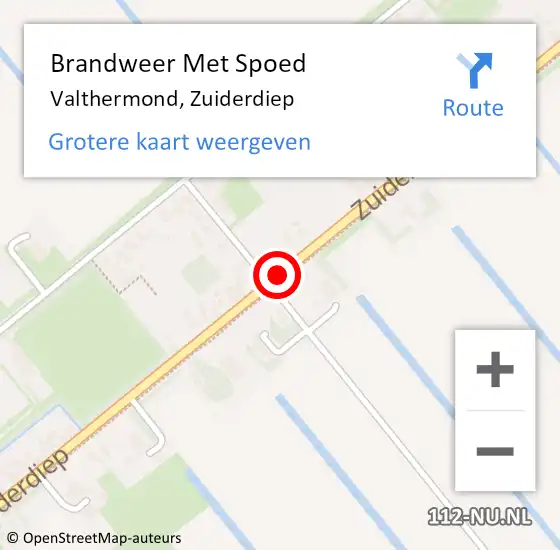 Locatie op kaart van de 112 melding: Brandweer Met Spoed Naar Valthermond, Zuiderdiep op 16 juli 2020 19:58