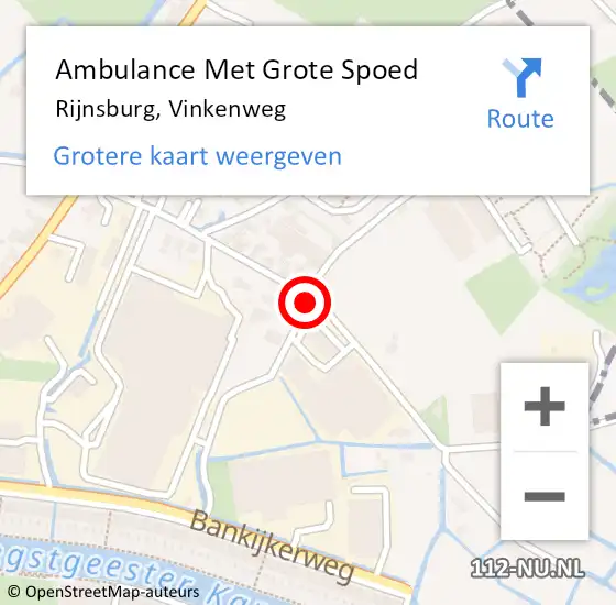 Locatie op kaart van de 112 melding: Ambulance Met Grote Spoed Naar Rijnsburg, Vinkenweg op 16 juli 2020 19:58
