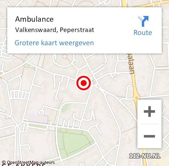 Locatie op kaart van de 112 melding: Ambulance Valkenswaard, Peperstraat op 16 juli 2020 20:22