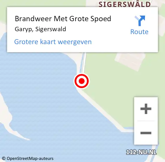 Locatie op kaart van de 112 melding: Brandweer Met Grote Spoed Naar Garyp, Sigerswald op 17 juli 2020 01:37