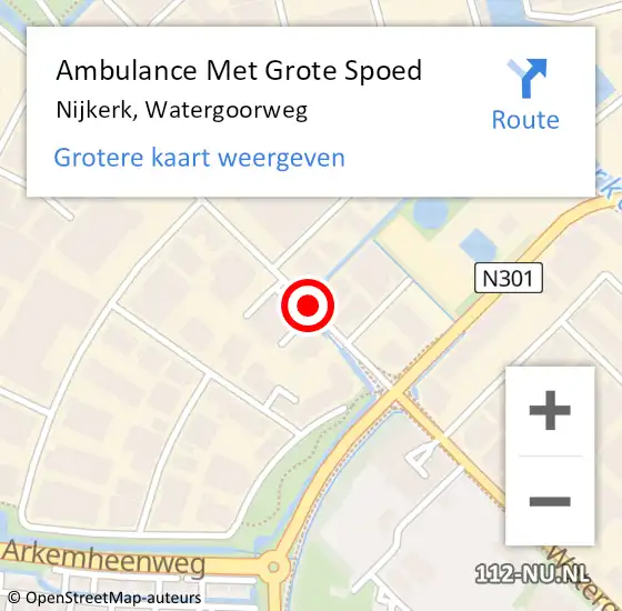 Locatie op kaart van de 112 melding: Ambulance Met Grote Spoed Naar Nijkerk, Watergoorweg op 17 juli 2020 09:01