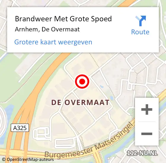 Locatie op kaart van de 112 melding: Brandweer Met Grote Spoed Naar Arnhem, De Overmaat op 17 juli 2020 09:14