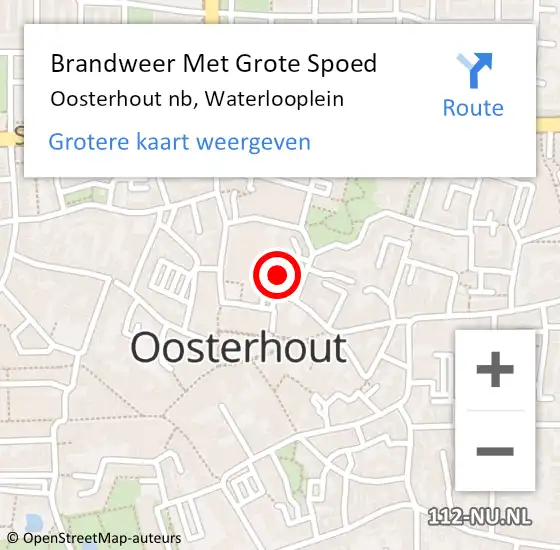 Locatie op kaart van de 112 melding: Brandweer Met Grote Spoed Naar Oosterhout nb, Waterlooplein op 17 juli 2020 10:20