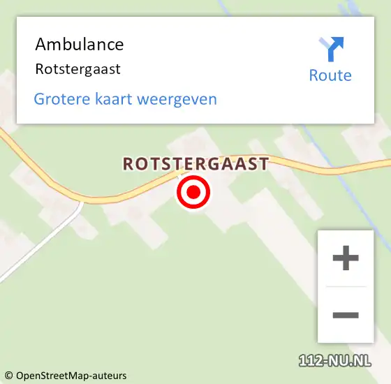 Locatie op kaart van de 112 melding: Ambulance Rotstergaast op 17 juli 2020 14:14
