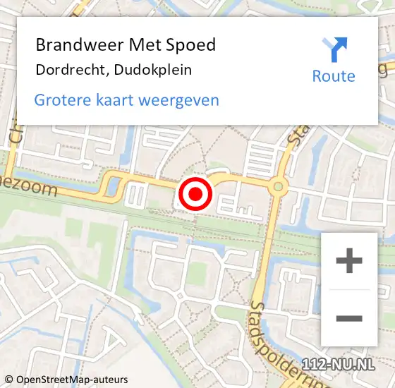 Locatie op kaart van de 112 melding: Brandweer Met Spoed Naar Dordrecht, Dudokplein op 17 juli 2020 16:47