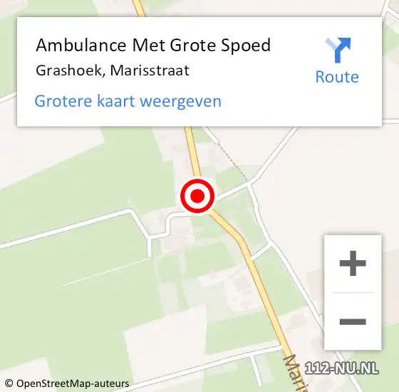 Locatie op kaart van de 112 melding: Ambulance Met Grote Spoed Naar Grashoek, Marisstraat op 17 juli 2020 18:25