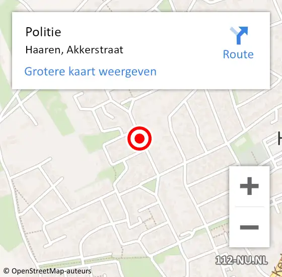 Locatie op kaart van de 112 melding: Politie Haaren, Akkerstraat op 17 juli 2020 20:08