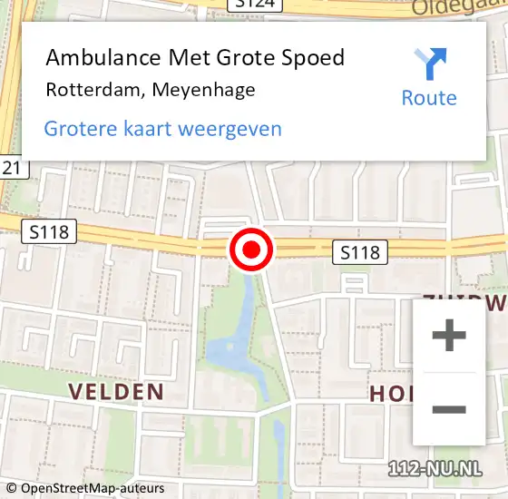 Locatie op kaart van de 112 melding: Ambulance Met Grote Spoed Naar Rotterdam, Meyenhage op 18 juli 2020 01:22