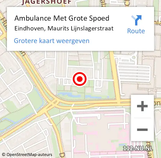 Locatie op kaart van de 112 melding: Ambulance Met Grote Spoed Naar Eindhoven, Maurits Lijnslagerstraat op 18 juli 2020 09:23