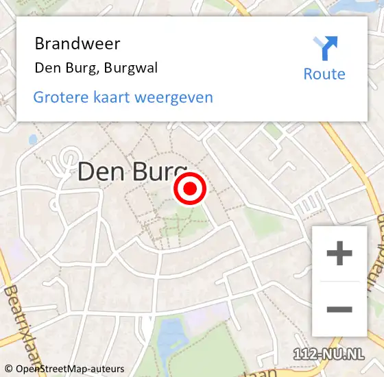 Locatie op kaart van de 112 melding: Brandweer Den Burg, Burgwal op 18 juli 2020 10:33