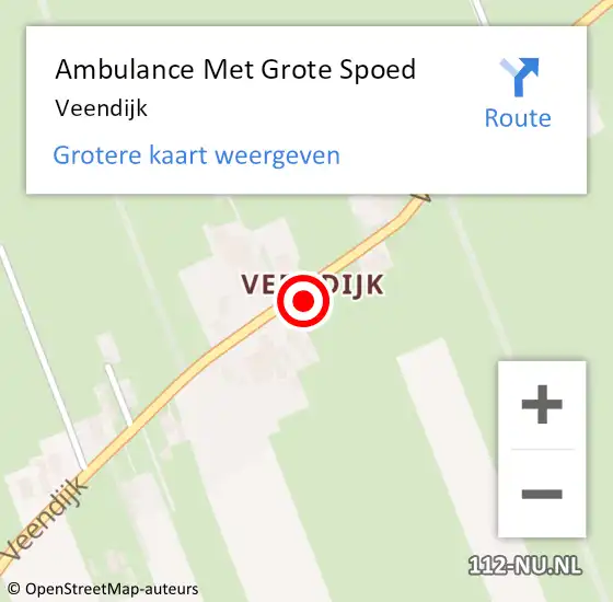 Locatie op kaart van de 112 melding: Ambulance Met Grote Spoed Naar Veendijk op 18 juli 2020 11:02