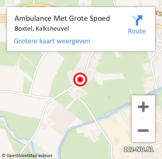 Locatie op kaart van de 112 melding: Ambulance Met Grote Spoed Naar Boxtel, Kalksheuvel op 18 juli 2020 15:01