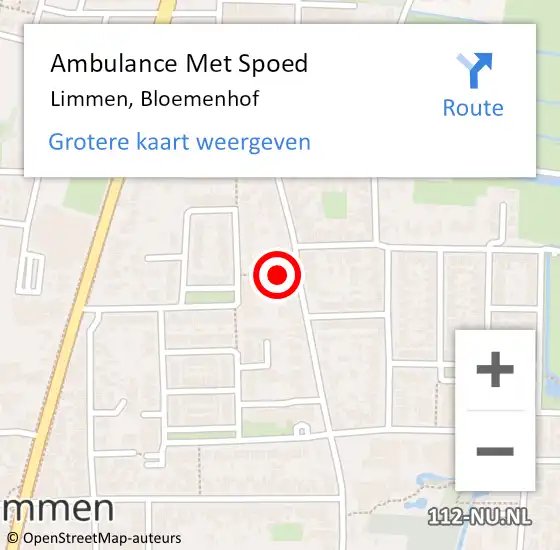 Locatie op kaart van de 112 melding: Ambulance Met Spoed Naar Limmen, Bloemenhof op 18 juli 2020 15:21