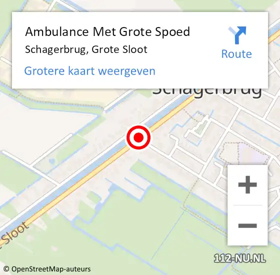 Locatie op kaart van de 112 melding: Ambulance Met Grote Spoed Naar Schagerbrug, Grote Sloot op 18 juli 2020 16:33
