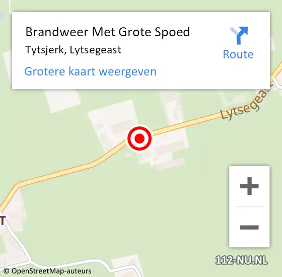 Locatie op kaart van de 112 melding: Brandweer Met Grote Spoed Naar Tytsjerk, Lytsegeast op 18 juli 2020 19:25