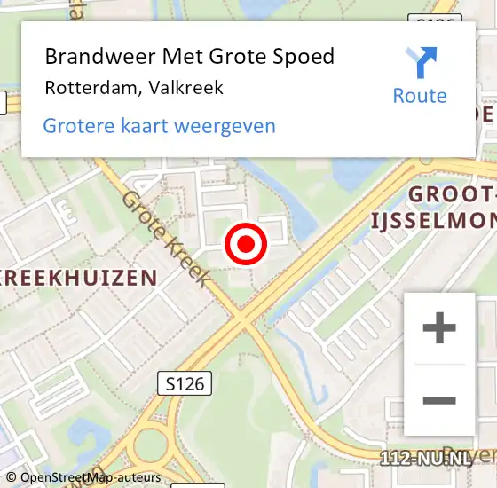 Locatie op kaart van de 112 melding: Brandweer Met Grote Spoed Naar Rotterdam, Valkreek op 18 juli 2020 22:39