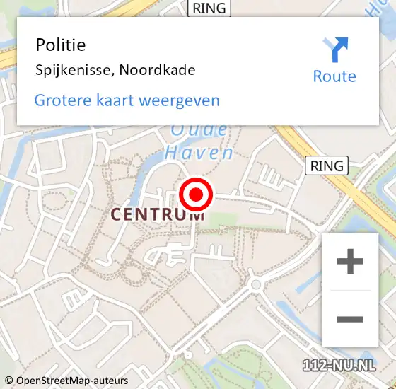 Locatie op kaart van de 112 melding: Politie Spijkenisse, Noordkade op 18 juli 2020 22:51