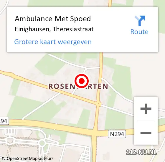 Locatie op kaart van de 112 melding: Ambulance Met Spoed Naar Einighausen, Theresiastraat op 13 mei 2014 03:48