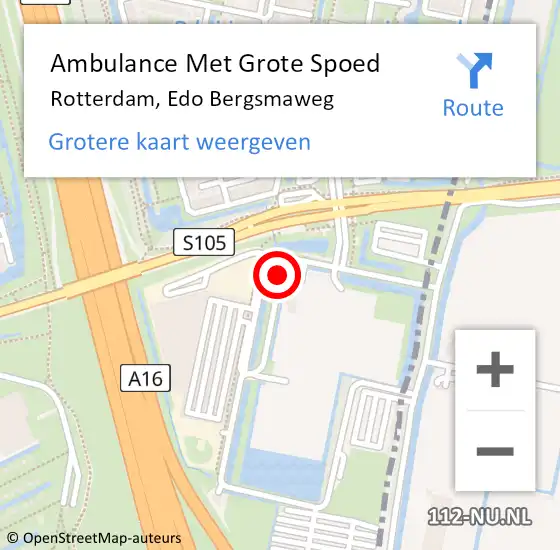 Locatie op kaart van de 112 melding: Ambulance Met Grote Spoed Naar Rotterdam, Edo Bergsmaweg op 19 juli 2020 07:26