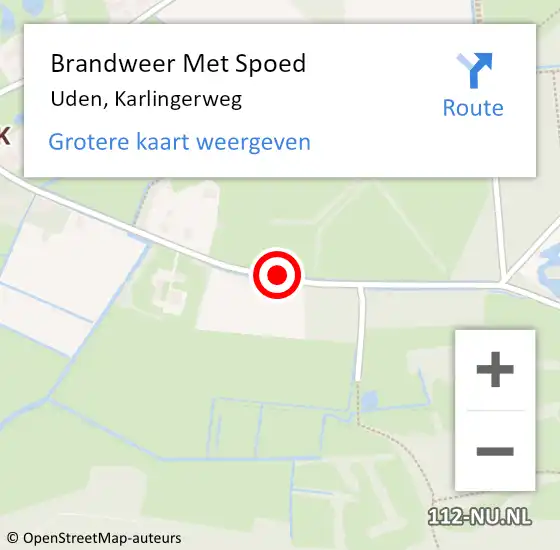 Locatie op kaart van de 112 melding: Brandweer Met Spoed Naar Uden, Karlingerweg op 19 juli 2020 07:36