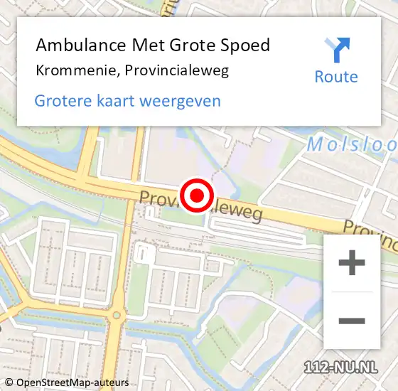 Locatie op kaart van de 112 melding: Ambulance Met Grote Spoed Naar Krommenie, Provincialeweg op 19 juli 2020 11:30