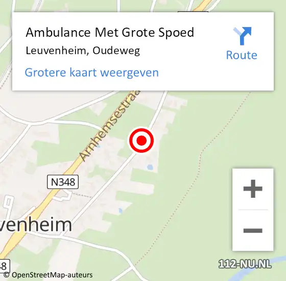 Locatie op kaart van de 112 melding: Ambulance Met Grote Spoed Naar Leuvenheim, Oudeweg op 19 juli 2020 13:30