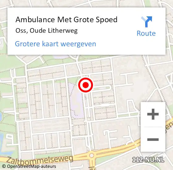 Locatie op kaart van de 112 melding: Ambulance Met Grote Spoed Naar Oss, Oude Litherweg op 20 juli 2020 01:02