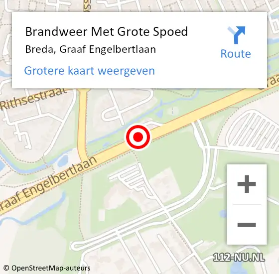 Locatie op kaart van de 112 melding: Brandweer Met Grote Spoed Naar Breda, Graaf Engelbertlaan op 20 juli 2020 07:56
