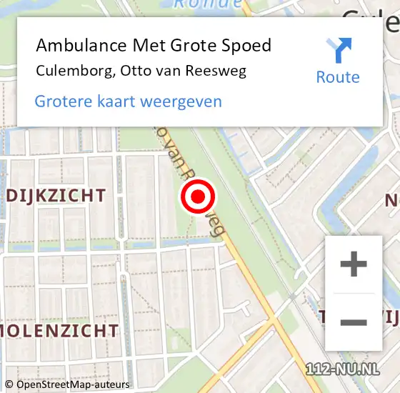 Locatie op kaart van de 112 melding: Ambulance Met Grote Spoed Naar Culemborg, Otto Van Reesweg op 20 juli 2020 10:17