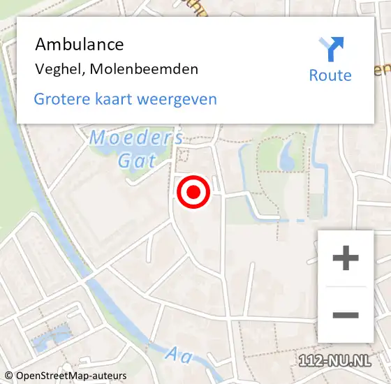 Locatie op kaart van de 112 melding: Ambulance Veghel, Molenbeemden op 20 juli 2020 11:37