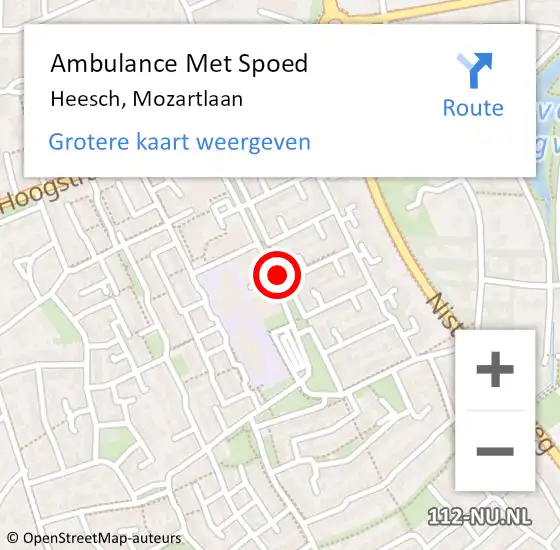 Locatie op kaart van de 112 melding: Ambulance Met Spoed Naar Heesch, Mozartlaan op 20 juli 2020 13:44