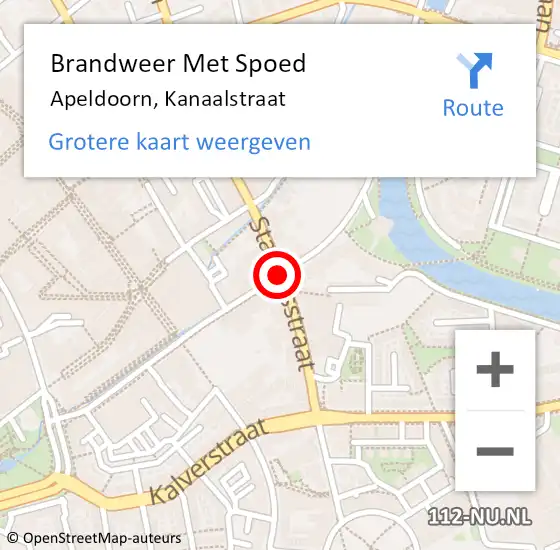Locatie op kaart van de 112 melding: Brandweer Met Spoed Naar Apeldoorn, Kanaalstraat op 20 juli 2020 17:19