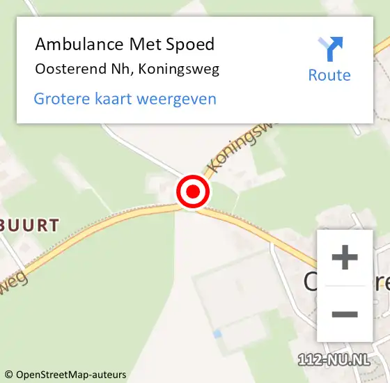 Locatie op kaart van de 112 melding: Ambulance Met Spoed Naar Oosterend Nh, Koningsweg op 20 juli 2020 17:45