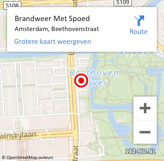 Locatie op kaart van de 112 melding: Brandweer Met Spoed Naar Amsterdam, Beethovenstraat op 20 juli 2020 19:12
