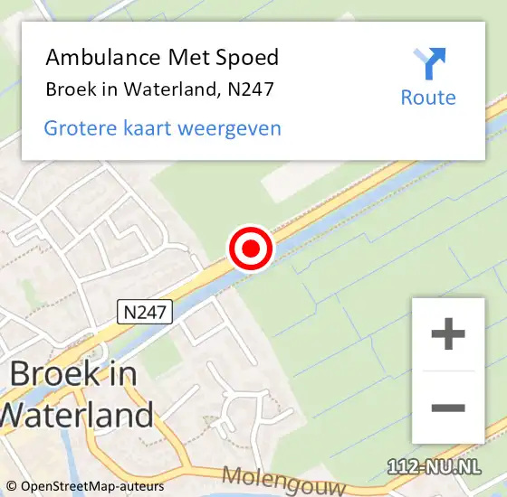Locatie op kaart van de 112 melding: Ambulance Met Spoed Naar Broek in Waterland, N247 op 20 juli 2020 19:54