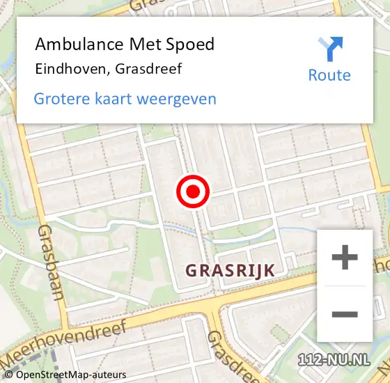Locatie op kaart van de 112 melding: Ambulance Met Spoed Naar Eindhoven, Grasdreef op 21 juli 2020 03:08