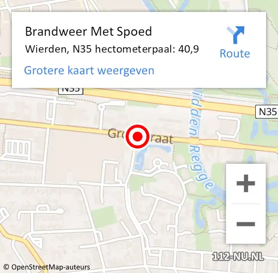 Locatie op kaart van de 112 melding: Brandweer Met Spoed Naar Wierden, N35 hectometerpaal: 40,9 op 21 juli 2020 03:42