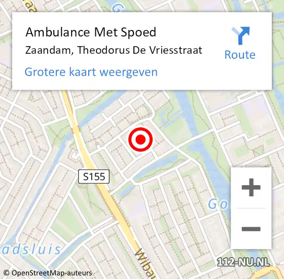 Locatie op kaart van de 112 melding: Ambulance Met Spoed Naar Zaandam, Theodorus De Vriesstraat op 21 juli 2020 07:30