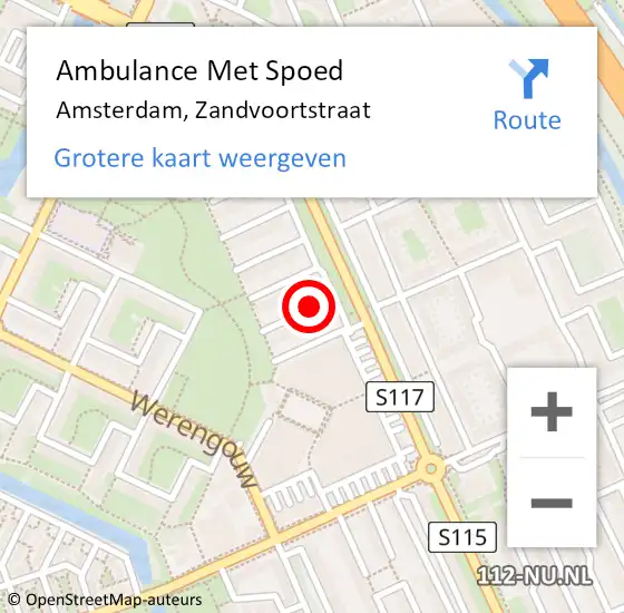 Locatie op kaart van de 112 melding: Ambulance Met Spoed Naar Amsterdam, Zandvoortstraat op 21 juli 2020 10:14