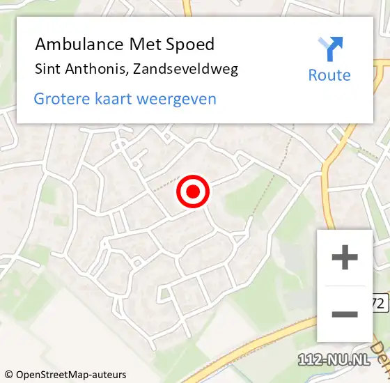 Locatie op kaart van de 112 melding: Ambulance Met Spoed Naar Sint Anthonis, Zandseveldweg op 21 juli 2020 10:39