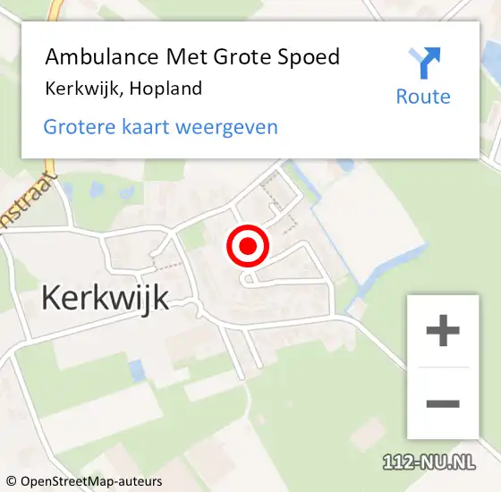 Locatie op kaart van de 112 melding: Ambulance Met Grote Spoed Naar Kerkwijk, Hopland op 21 juli 2020 12:08