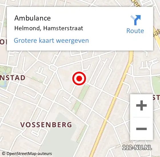 Locatie op kaart van de 112 melding: Ambulance Helmond, Hamsterstraat op 21 juli 2020 14:21