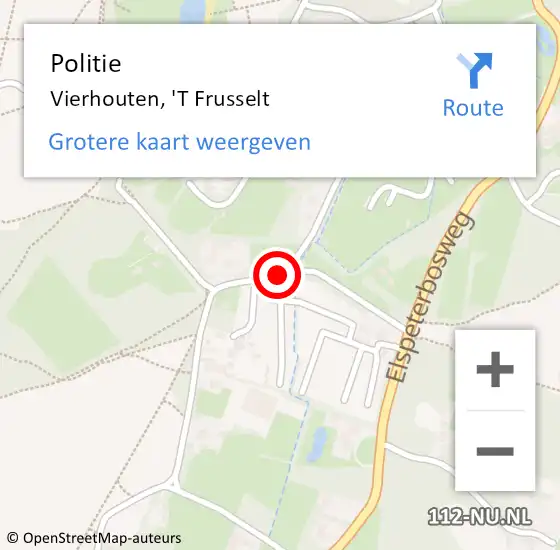 Locatie op kaart van de 112 melding: Politie Vierhouten, 'T Frusselt op 21 juli 2020 14:34