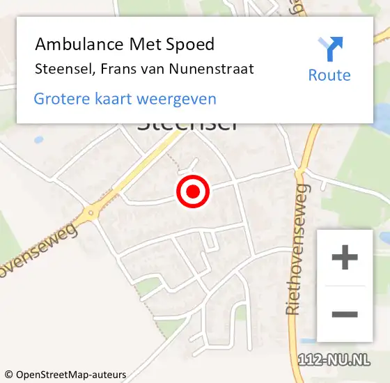 Locatie op kaart van de 112 melding: Ambulance Met Spoed Naar Steensel, Frans van Nunenstraat op 21 juli 2020 18:26