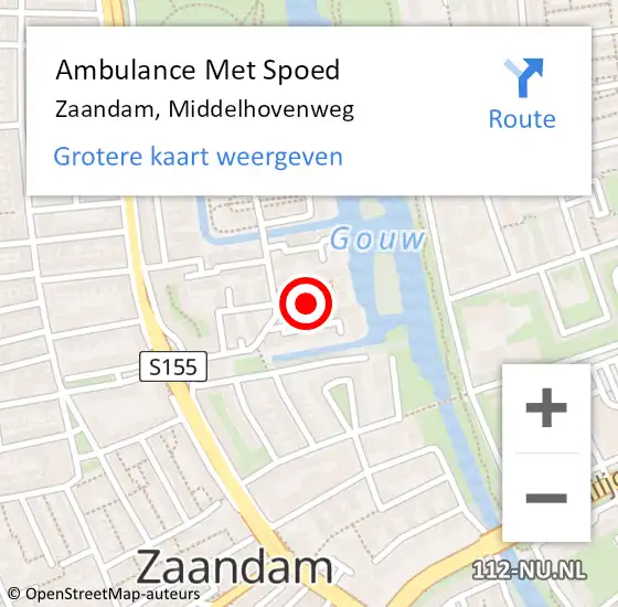 Locatie op kaart van de 112 melding: Ambulance Met Spoed Naar Zaandam, Middelhovenweg op 21 juli 2020 21:08