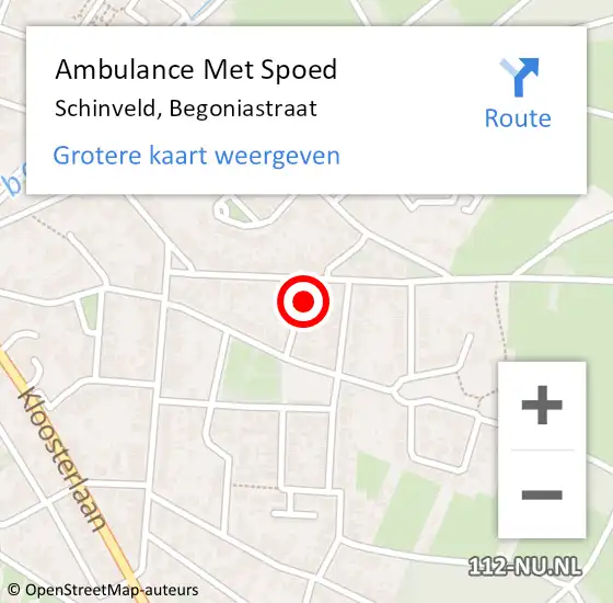 Locatie op kaart van de 112 melding: Ambulance Met Spoed Naar Schinveld, Begoniastraat op 21 juli 2020 21:36