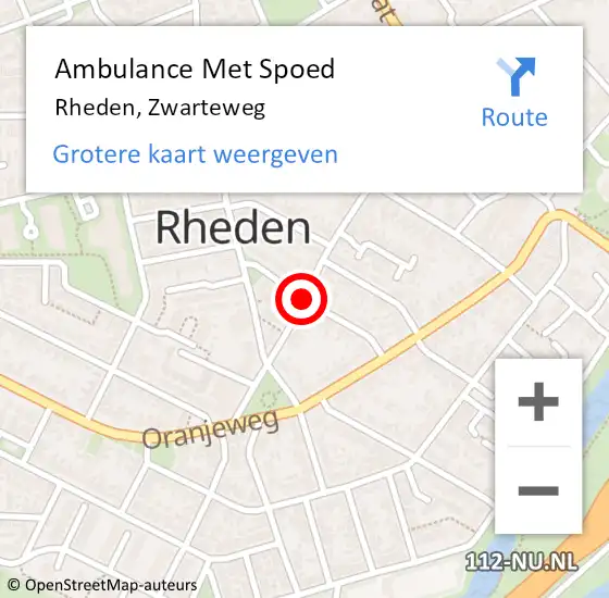 Locatie op kaart van de 112 melding: Ambulance Met Spoed Naar Rheden, Zwarteweg op 22 juli 2020 03:40