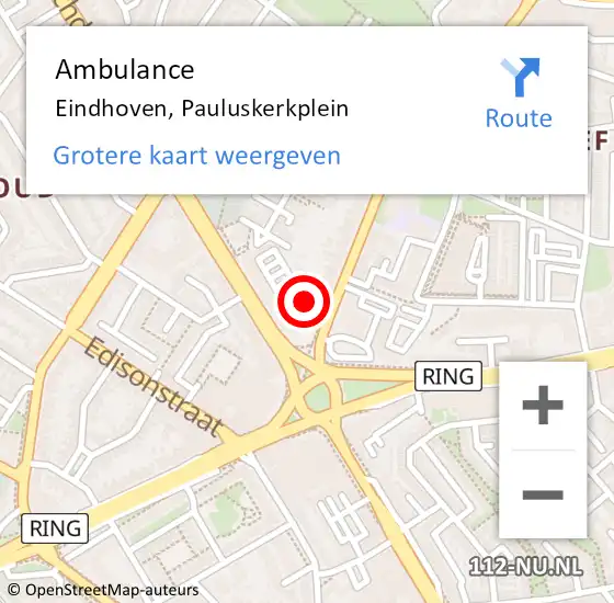 Locatie op kaart van de 112 melding: Ambulance Eindhoven, Pauluskerkplein op 22 juli 2020 13:21