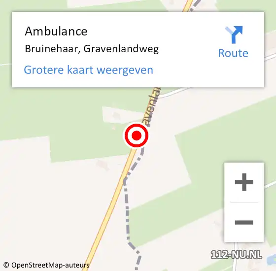 Locatie op kaart van de 112 melding: Ambulance Bruinehaar, Gravenlandweg op 22 juli 2020 13:51